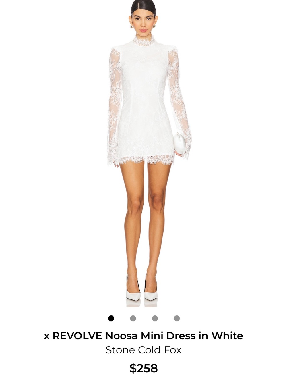 Stone Cold Fox Noosa White Lace Mini Dress with Sheer Sleeves